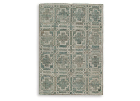 Jossland Turquoise/Ivory Medium Rug from Ashley Furniture - Luna Furniture
