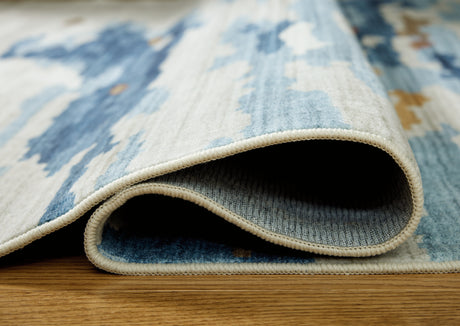 Vinlett Cream/Blue/Brown Washable Large Rug from Ashley - Luna Furniture