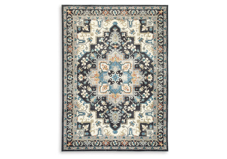 Leningston Black/Cream/Blue Washable Large Rug from Ashley Furniture - Luna Furniture