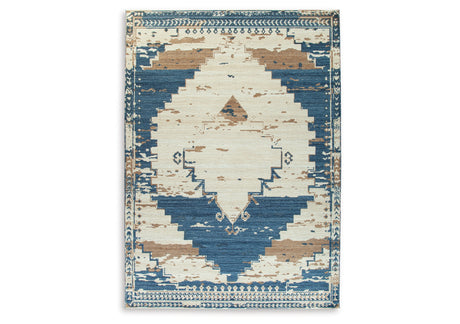 Varnler Blue/Brown/Tan Extra Large Rug from Ashley - Luna Furniture