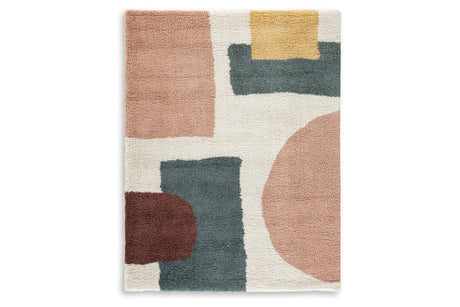 Flynnwick Cream/Pink/Gray Medium Rug from Ashley Furniture - Luna Furniture