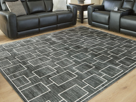 Elderland Black/Gray Washable Large Rug from Ashley - Luna Furniture