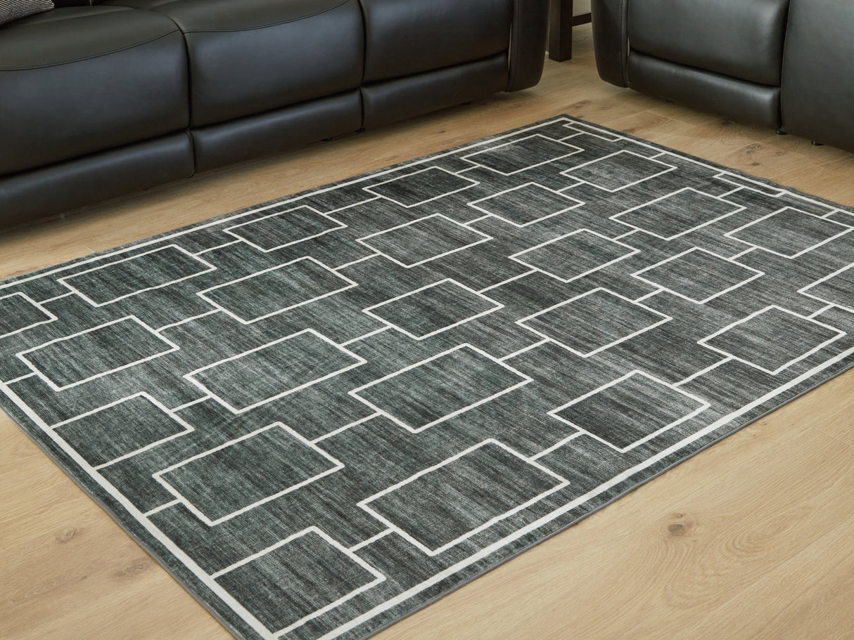 Elderland Black/Gray Washable Medium Rug from Ashley Furniture - Luna Furniture