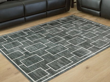 Elderland Black/Gray Washable Medium Rug from Ashley - Luna Furniture