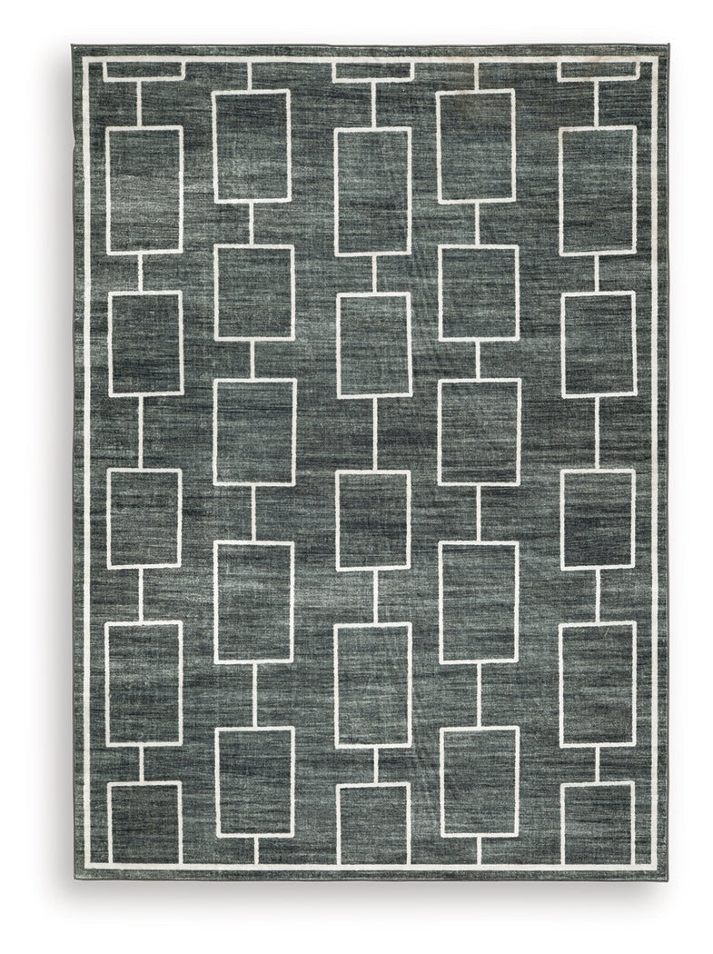 Elderland Black/Gray Washable Medium Rug from Ashley Furniture - Luna Furniture