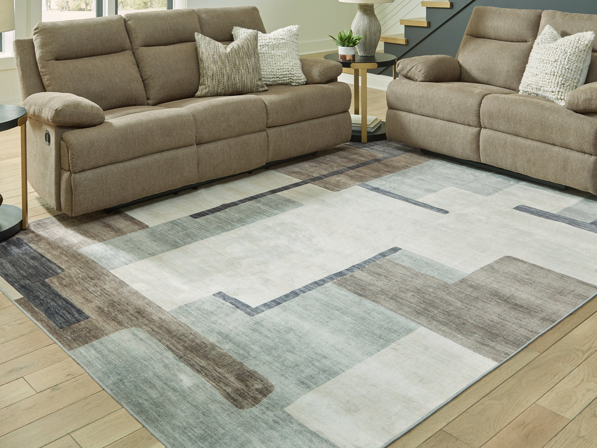 Larkport Cream/Brown/Gray Washable Large Rug from Ashley Furniture - Luna Furniture
