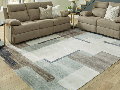 Larkport Cream/Brown/Gray Washable Large Rug from Ashley Furniture - Luna Furniture