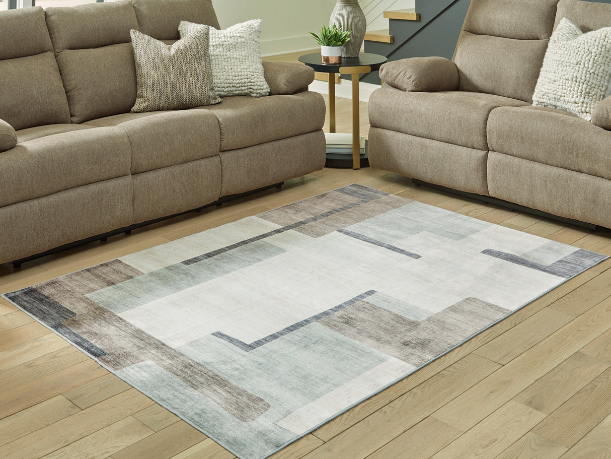 Larkport Cream/Brown/Gray Washable Medium Rug from Ashley Furniture - Luna Furniture