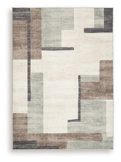 Larkport Cream/Brown/Gray Washable Medium Rug from Ashley Furniture - Luna Furniture