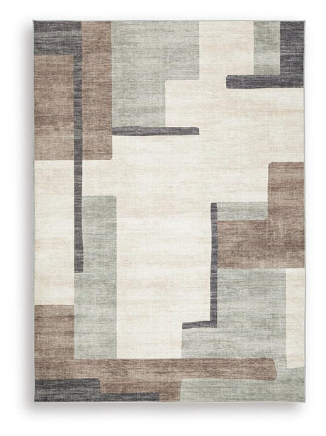 Larkport Cream/Brown/Gray Washable Medium Rug from Ashley Furniture - Luna Furniture
