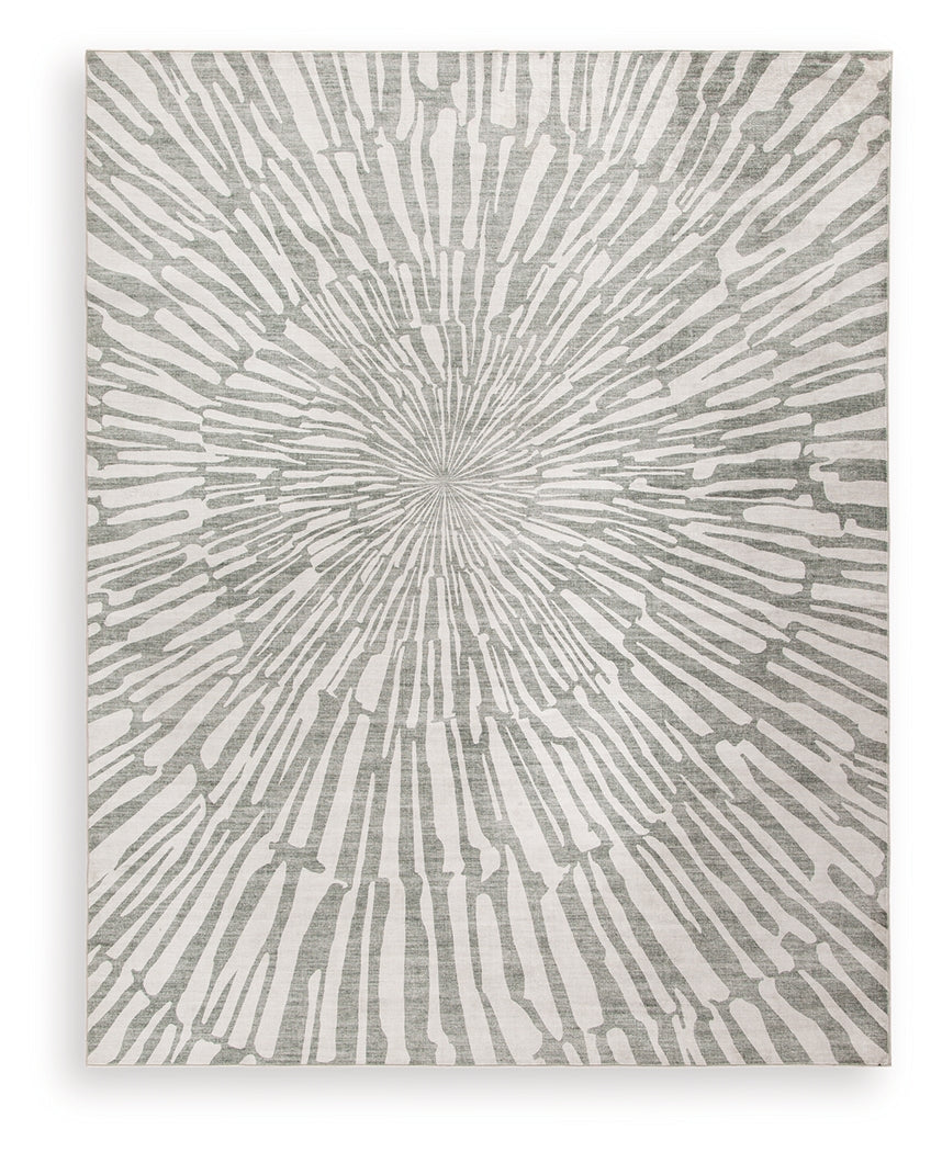 Verland Gray/White Washable Large Rug from Ashley Furniture - Luna Furniture