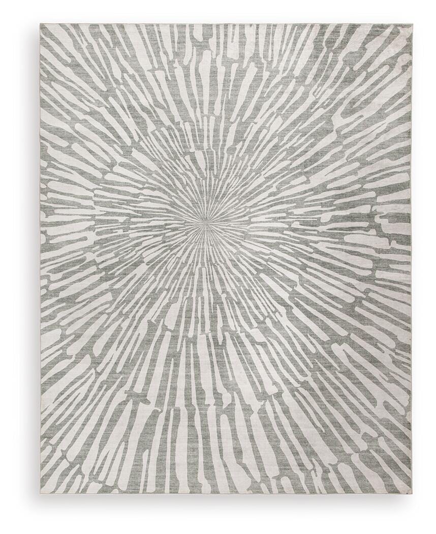 Verland Gray/White Washable Large Rug from Ashley Furniture - Luna Furniture