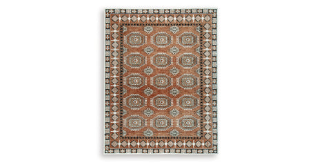 Qaabiz Sienna/Ivory/Black Large Rug from Ashley Furniture - Luna Furniture