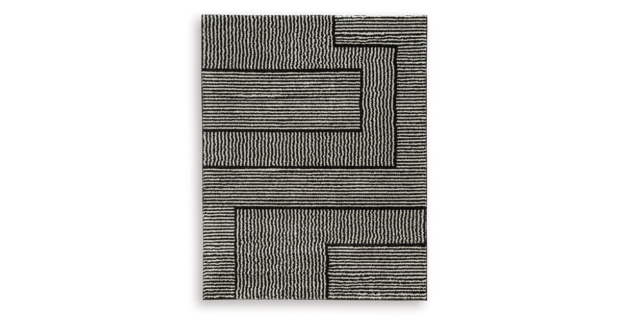 Kurtmen Black/Ivory Large Rug from Ashley Furniture - Luna Furniture