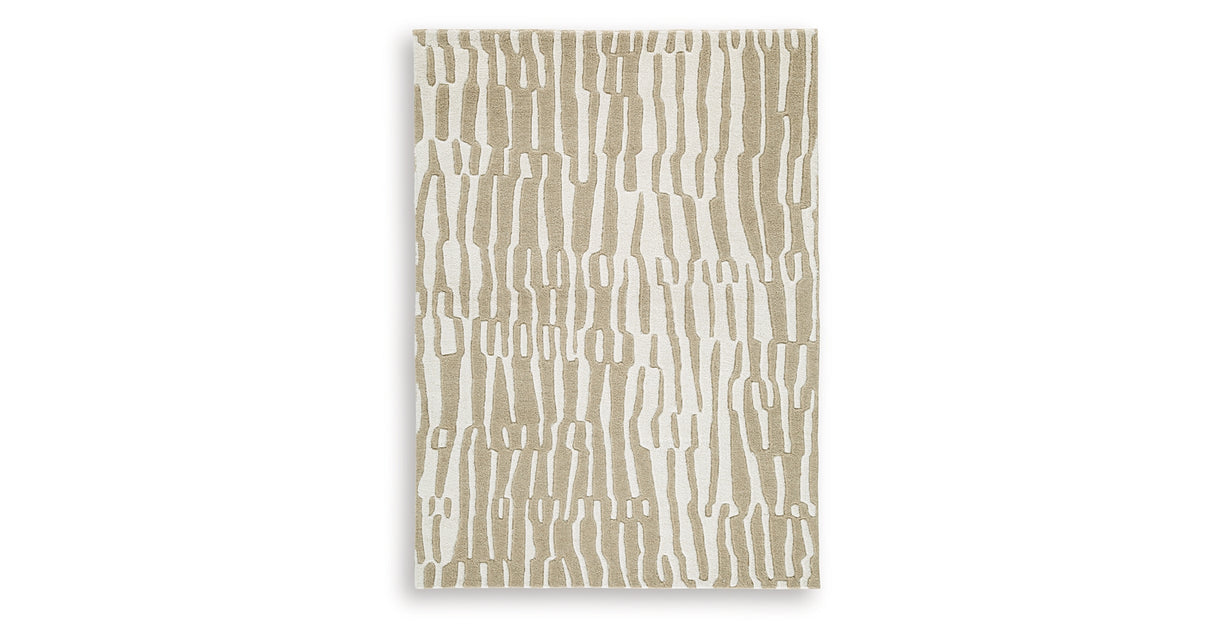 Corrbell Beige/White Medium Rug from Ashley Furniture - Luna Furniture