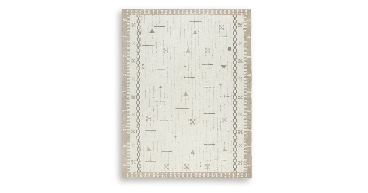 Dot Cream/Brown/Taupe Large Rug from Ashley Furniture - Luna Furniture
