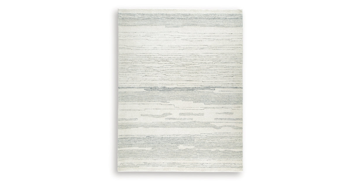 Genemost Ivory/Blue Large Rug from Ashley Furniture - Luna Furniture