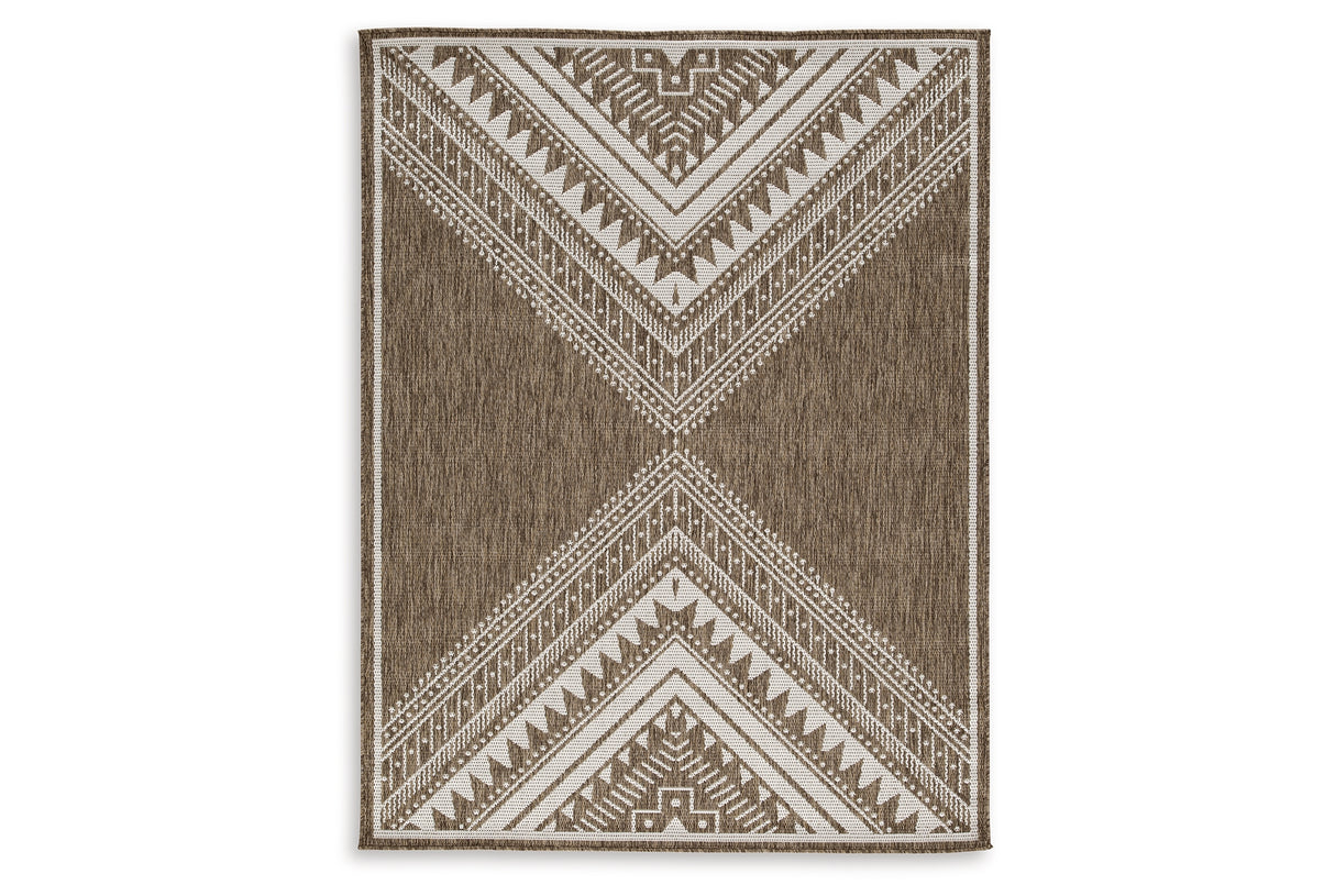 Dunsler Brown/Cream 5' x 7' Rug from Ashley - Luna Furniture