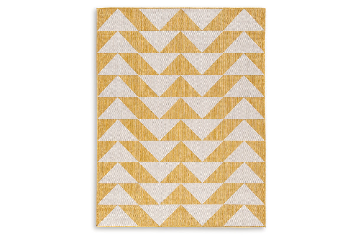 Thomley Ivory/Yellow 5' x 7' Rug from Ashley - Luna Furniture