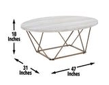 Rowyn Copper Metal Base Faux Marble Top Cocktail Table