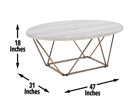 Rowyn Copper Metal Base Faux Marble Top Cocktail Table from Steve Silver - Luna Furniture