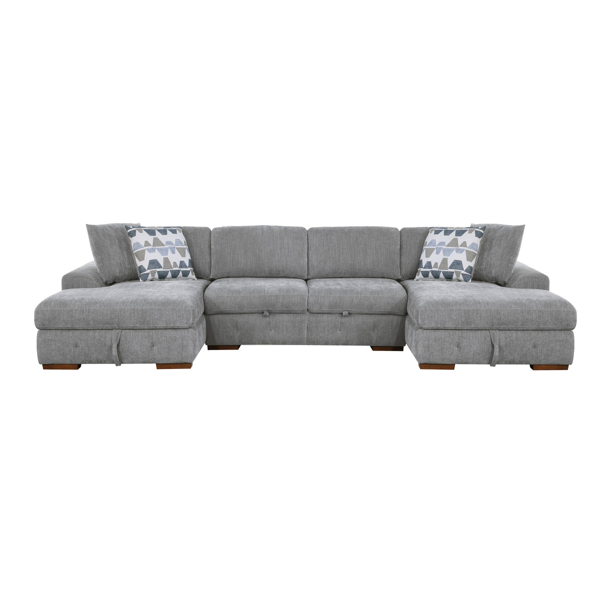 Raife Gray 3-Piece Double Chaise Sectional with Pull-Out Bed from Homelegance - Luna Furniture