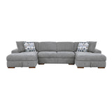 Raife Gray 3-Piece Double Chaise Sectional with Pull-Out Bed from Homelegance - Luna Furniture