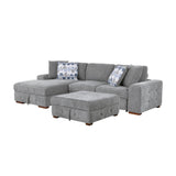 Raife Gray 3-Piece LAF Chaise Sectional with Pull-Out Bed and Storage Ottoman from Homelegance - Luna Furniture