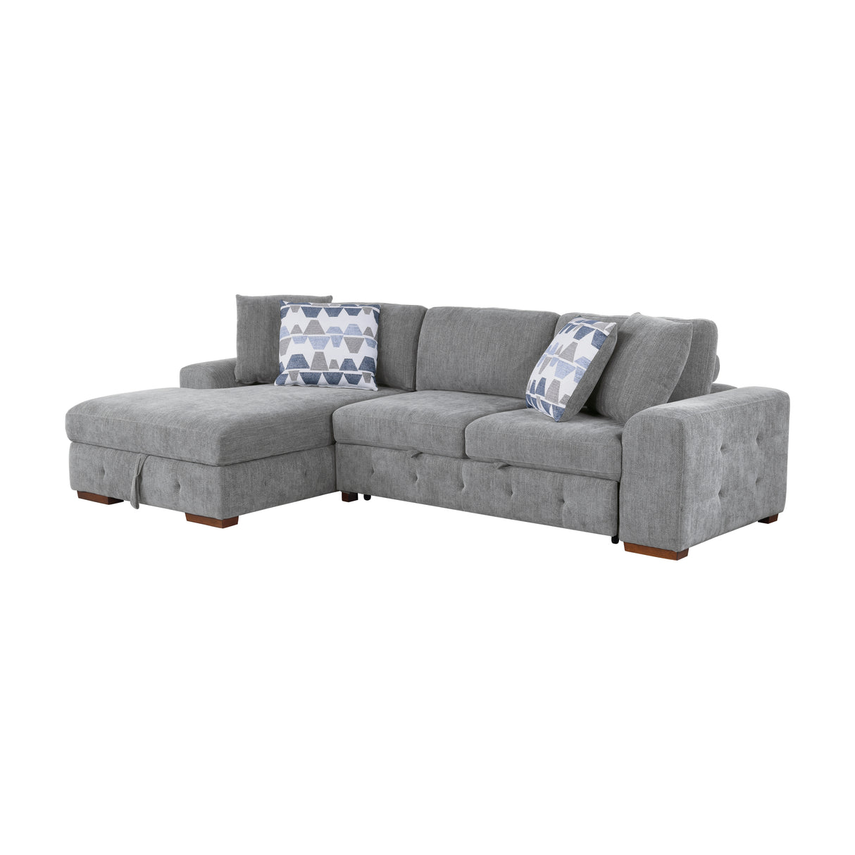 Raife Gray 3-Piece LAF Chaise Sectional with Pull-Out Bed and Storage Ottoman from Homelegance - Luna Furniture