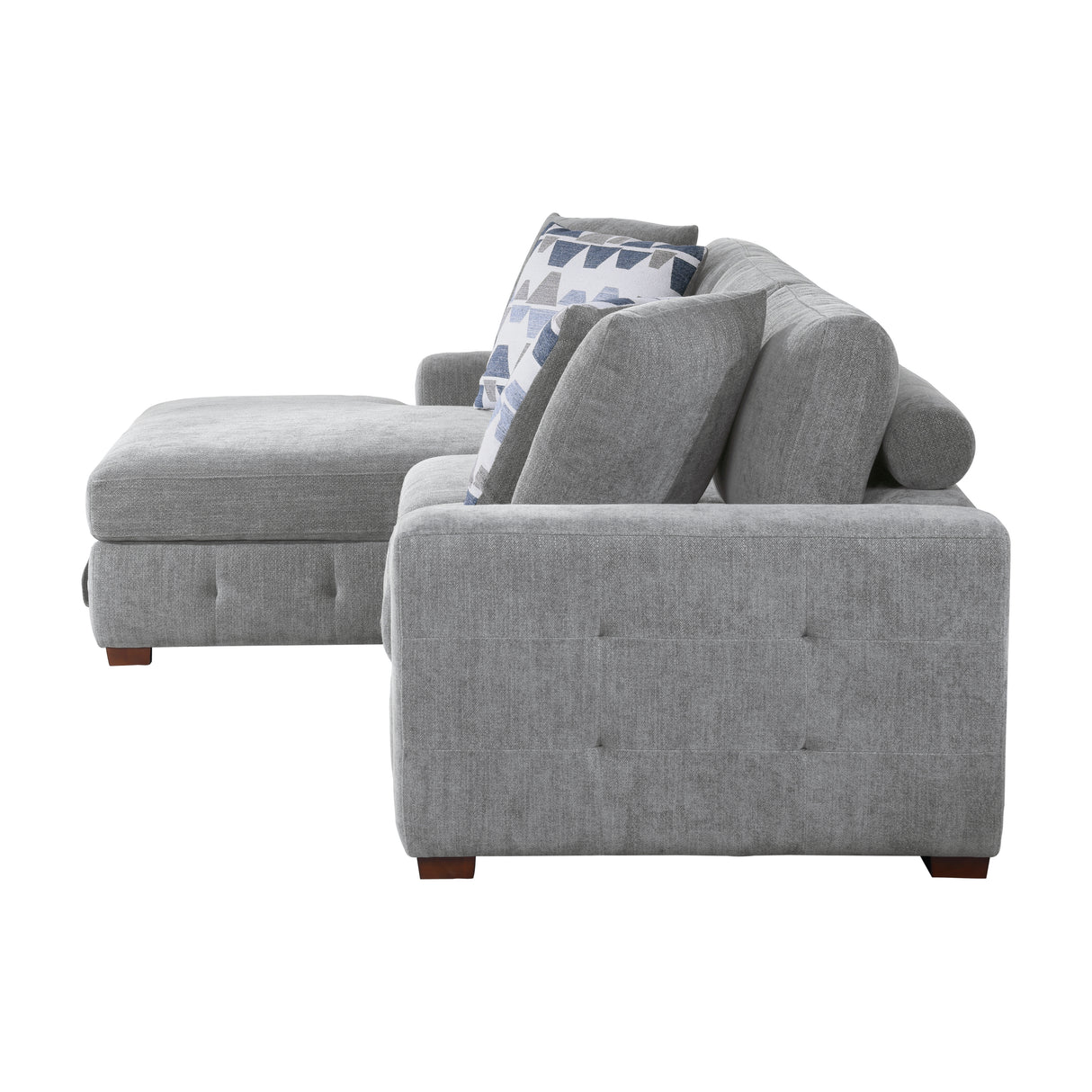 Raife Gray 3-Piece LAF Chaise Sectional with Pull-Out Bed and Storage Ottoman from Homelegance - Luna Furniture