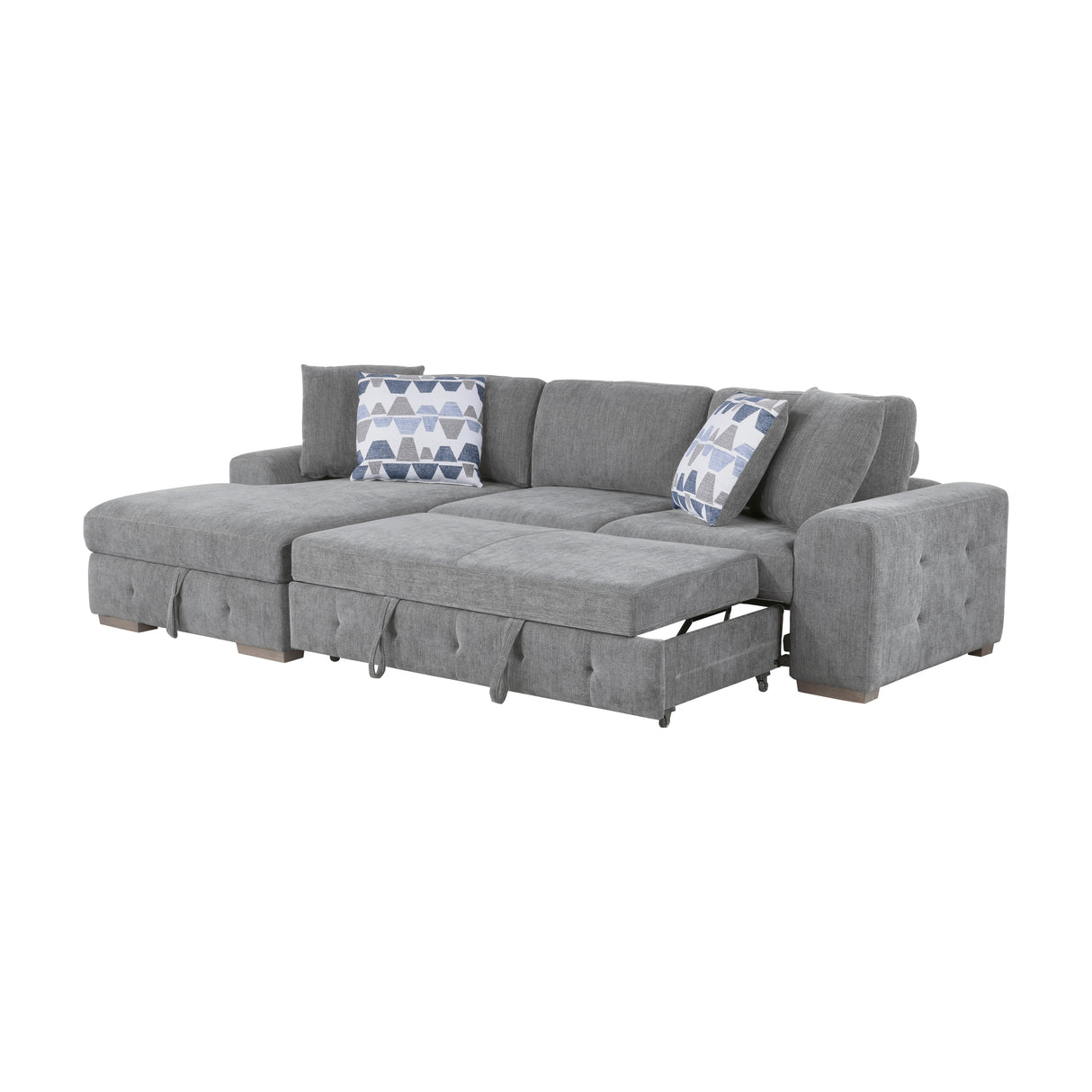 Raife Gray 3-Piece LAF Chaise Sectional with Pull-Out Bed and Storage Ottoman from Homelegance - Luna Furniture