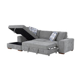 Raife Gray 3-Piece LAF Chaise Sectional with Pull-Out Bed and Storage Ottoman from Homelegance - Luna Furniture