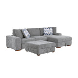 Raife Gray 3-Piece RAF Chaise Sectional with Pull-Out Bed and Storage Ottoman from Homelegance - Luna Furniture