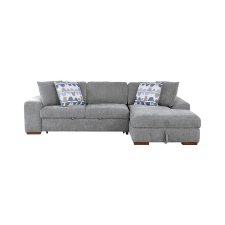 Raife Gray 3-Piece RAF Chaise Sectional with Pull-Out Bed and Storage Ottoman from Homelegance - Luna Furniture
