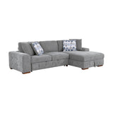 Raife Gray 3-Piece RAF Chaise Sectional with Pull-Out Bed and Storage Ottoman from Homelegance - Luna Furniture