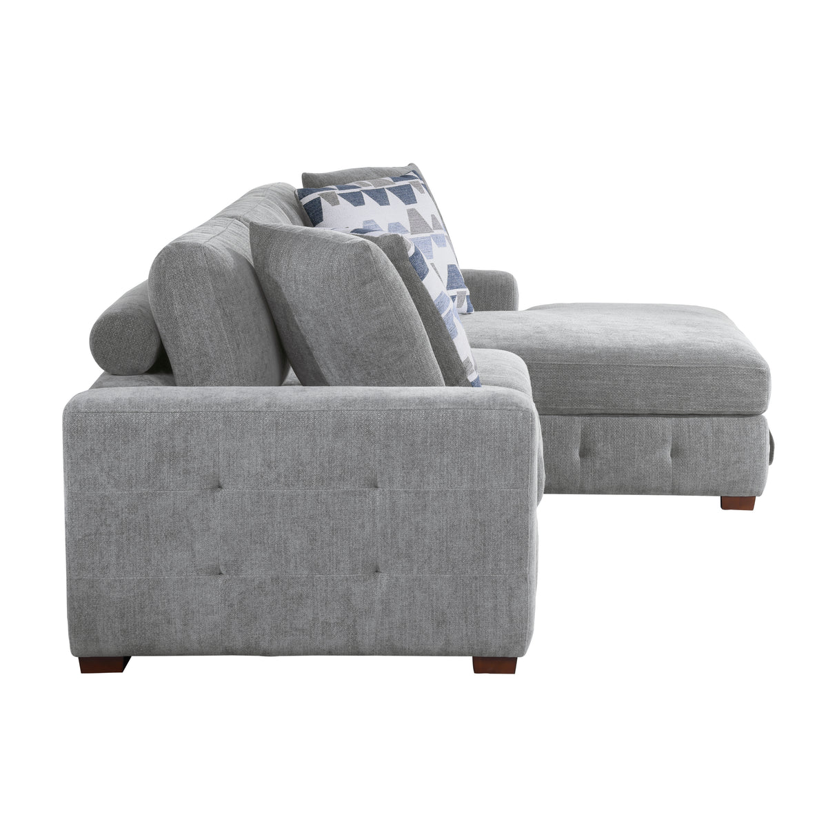 Raife Gray 3-Piece RAF Chaise Sectional with Pull-Out Bed and Storage Ottoman from Homelegance - Luna Furniture