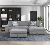 Raife Gray 3-Piece RAF Chaise Sectional with Pull-Out Bed and Storage Ottoman from Homelegance - Luna Furniture