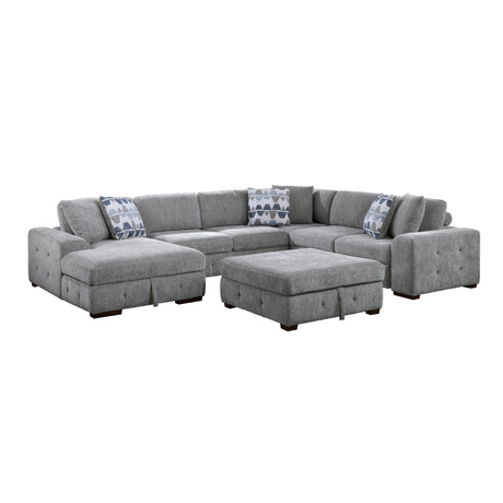 Raife Gray 5-Piece LAF Chaise Sectional with Pull-Out Bed and Storage Ottoman from Homelegance - Luna Furniture