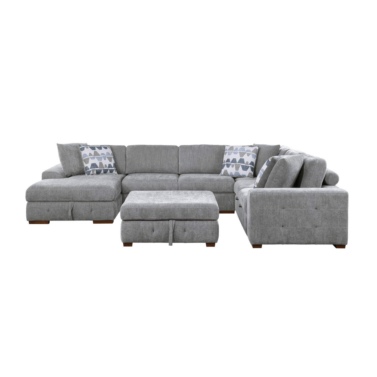 Raife Gray 5-Piece LAF Chaise Sectional with Pull-Out Bed and Storage Ottoman from Homelegance - Luna Furniture