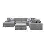 Raife Gray 5-Piece LAF Chaise Sectional with Pull-Out Bed and Storage Ottoman from Homelegance - Luna Furniture
