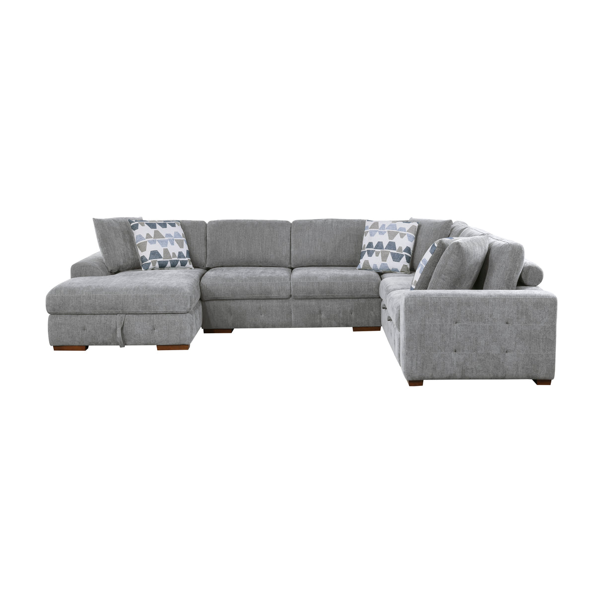 Raife Gray 5-Piece LAF Chaise Sectional with Pull-Out Bed and Storage Ottoman from Homelegance - Luna Furniture
