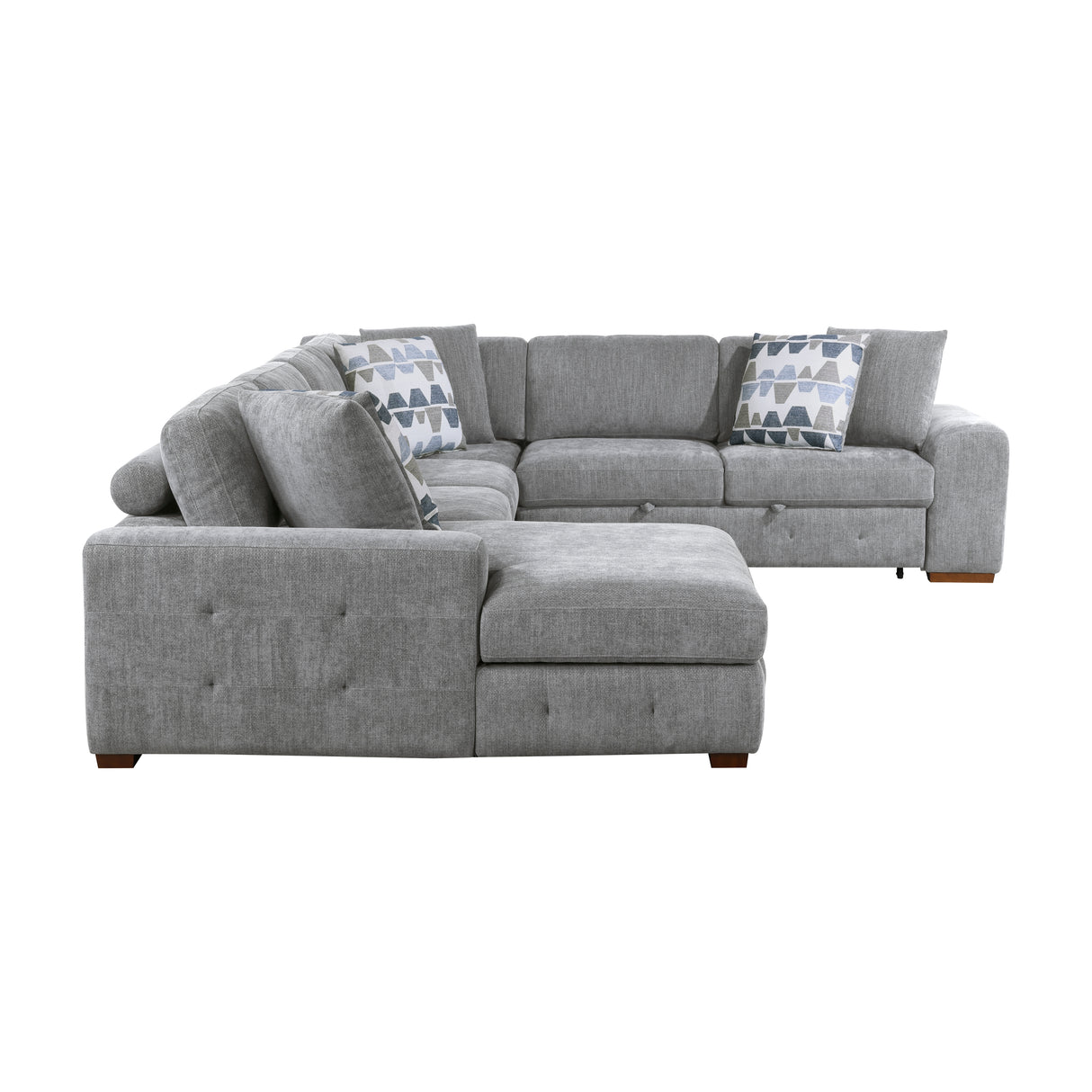 Raife Gray 5-Piece LAF Chaise Sectional with Pull-Out Bed and Storage Ottoman from Homelegance - Luna Furniture