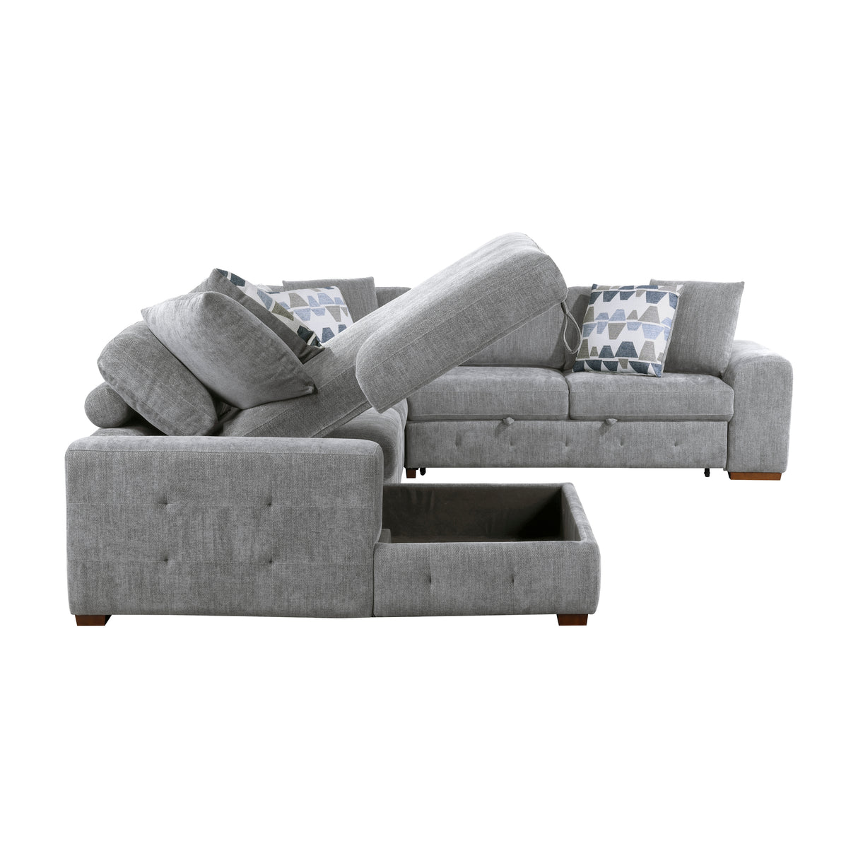 Raife Gray 5-Piece LAF Chaise Sectional with Pull-Out Bed and Storage Ottoman from Homelegance - Luna Furniture