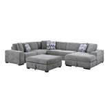 Raife Gray 5-Piece RAF Chaise Sectional with Pull-Out Bed and Storage Ottoman from Homelegance - Luna Furniture