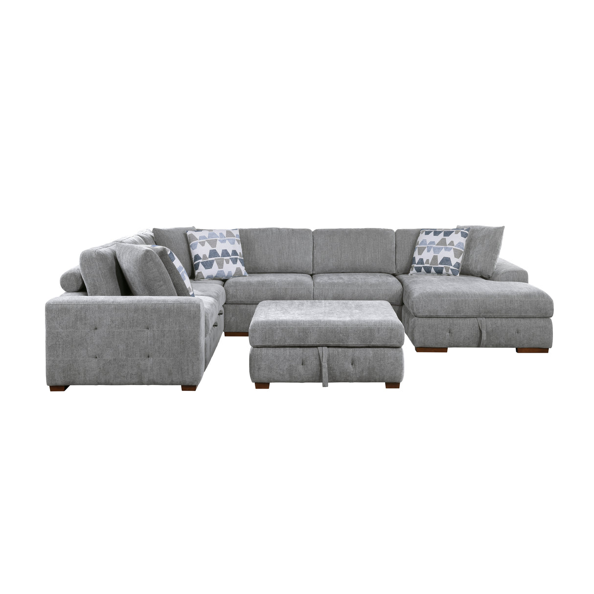 Raife Gray 5-Piece RAF Chaise Sectional with Pull-Out Bed and Storage Ottoman from Homelegance - Luna Furniture