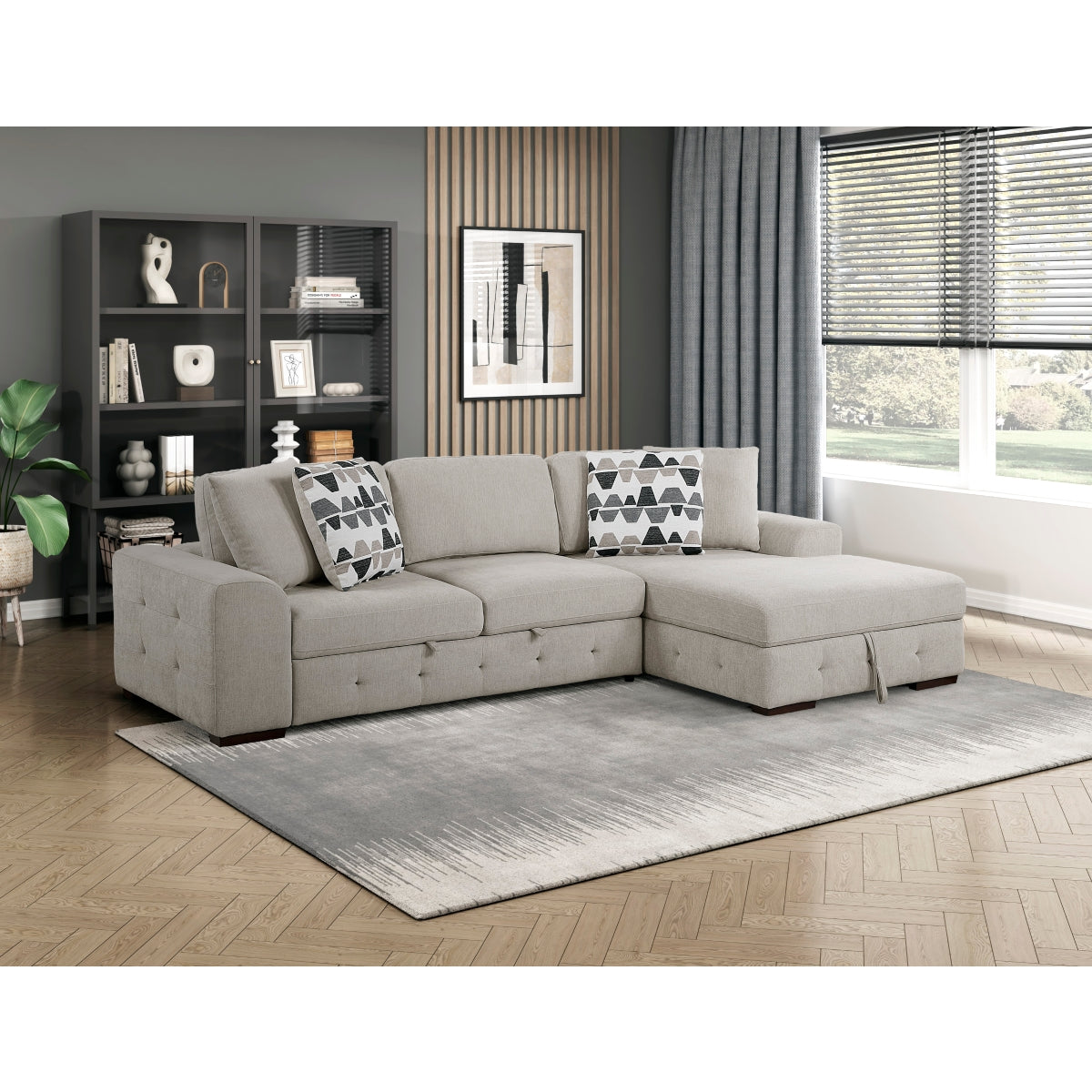Raife Taupe 2-Piece Sectional with Right Chaise – Luna Furniture