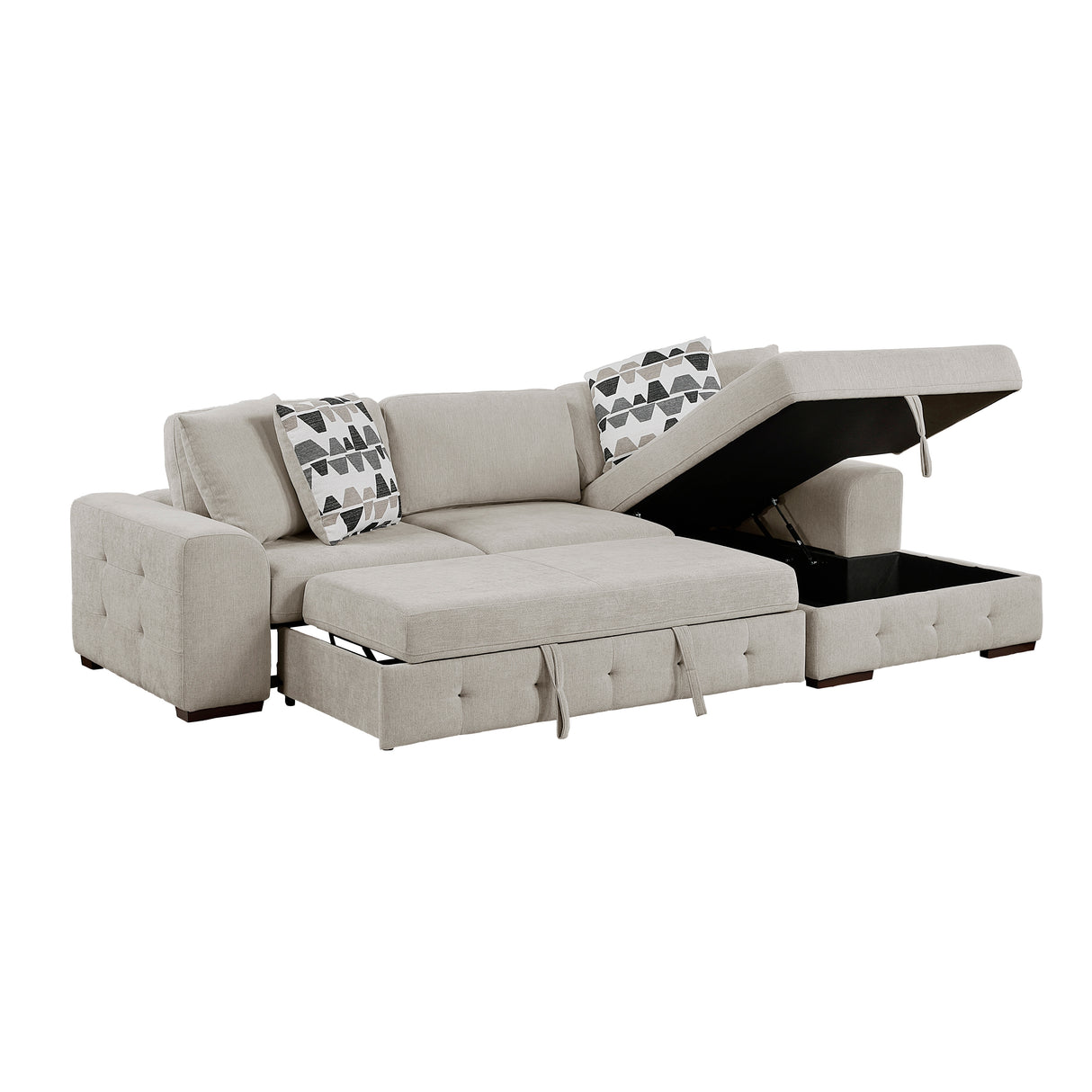 Raife Taupe 3-Piece Sectional with Right Chaise and Ottoman from Homelegance - Luna Furniture