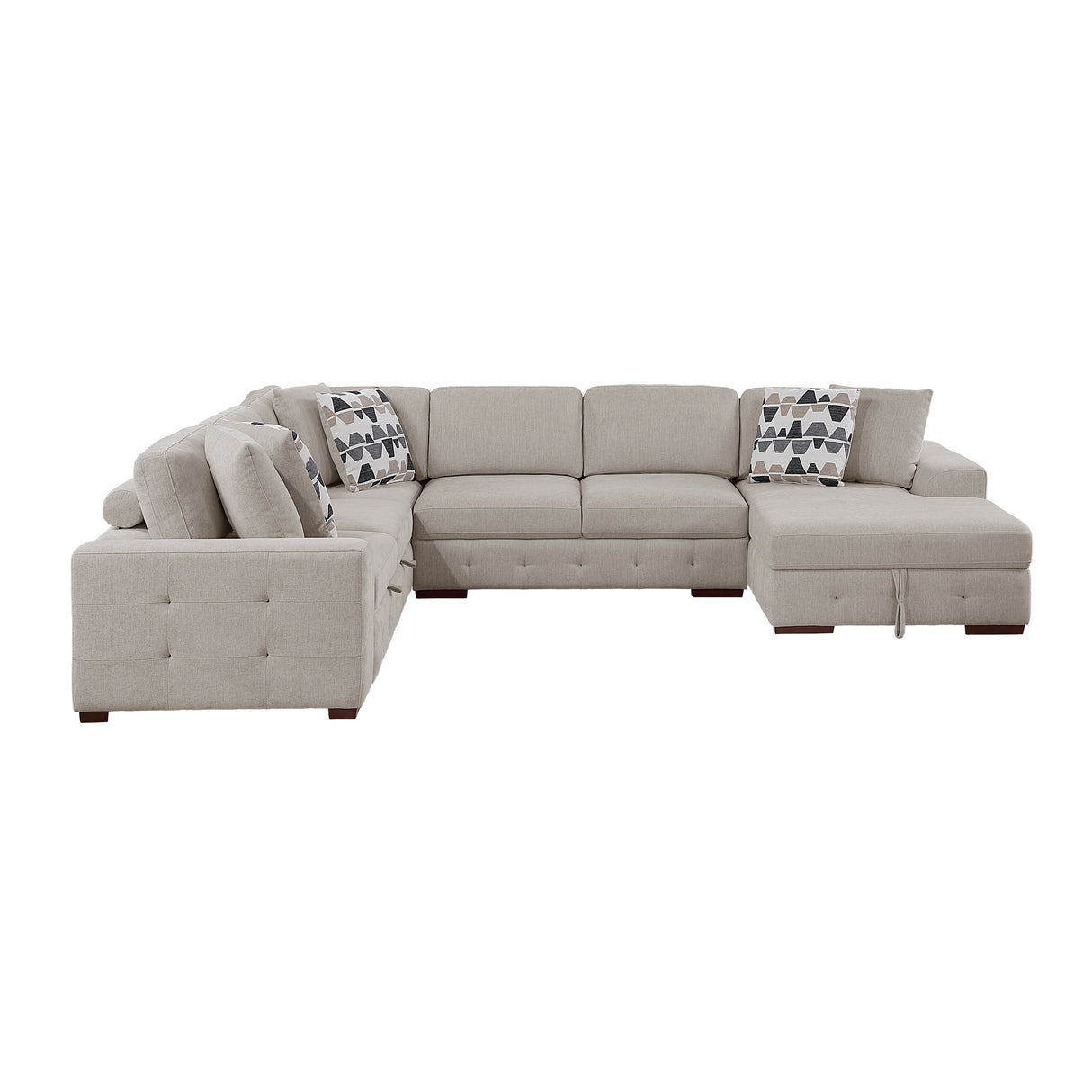 Raife Taupe 5-Piece Sectional with Right Chaise and Ottoman from Homelegance - Luna Furniture