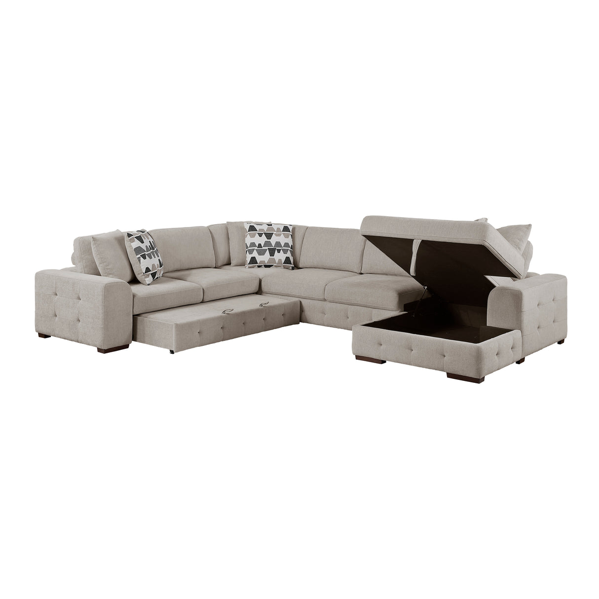 Raife Taupe 5-Piece Sectional with Right Chaise and Ottoman from Homelegance - Luna Furniture
