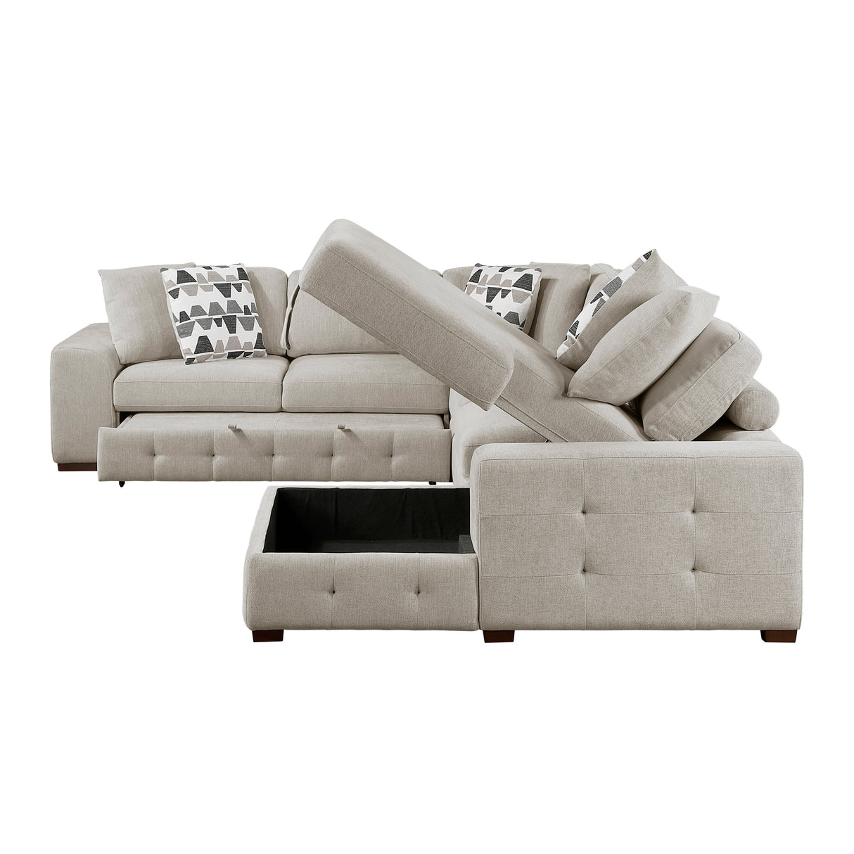 Raife Taupe 5-Piece Sectional with Right Chaise and Ottoman from Homelegance - Luna Furniture
